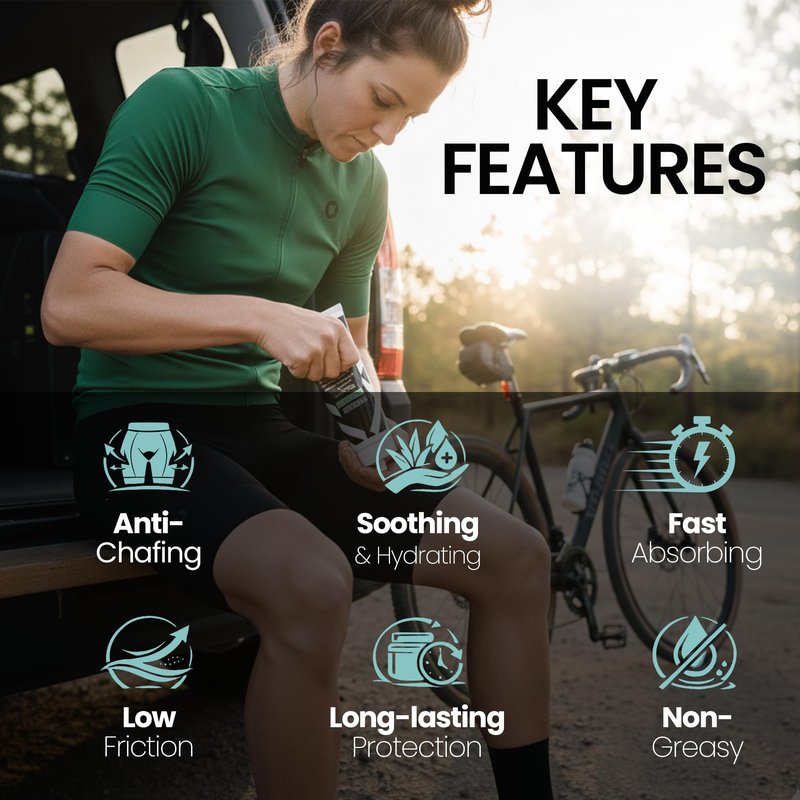 UNDRBUDR Chamois Cream for Cycling, Runners, Athletes - Anti Chafing Cream for Men and Women with Aloe, Shea Butter & Vitamin E - Reduces Saddle Sores, Low Friction Formula (8 oz)