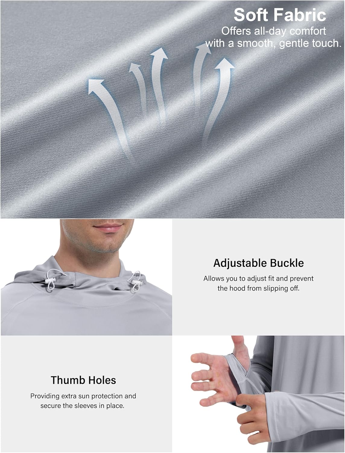 Roadbox UPF 50+ Sun Protection Hoodie - Quick Dry Long Sleeve Fishing & Hiking Shirt