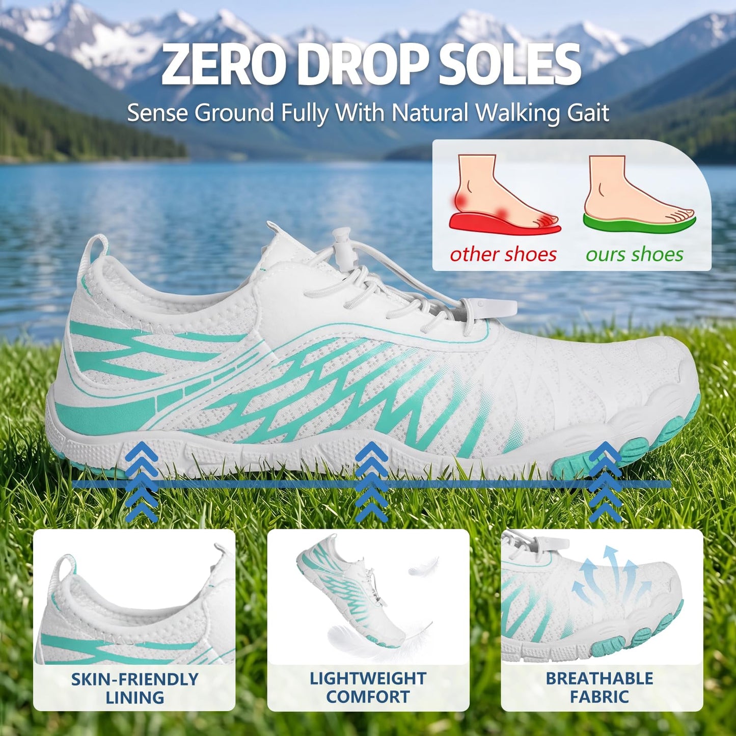 ELETON Barefoot Shoes Women Men Hiking Water Shoes Wide Toe Box Zero Drop