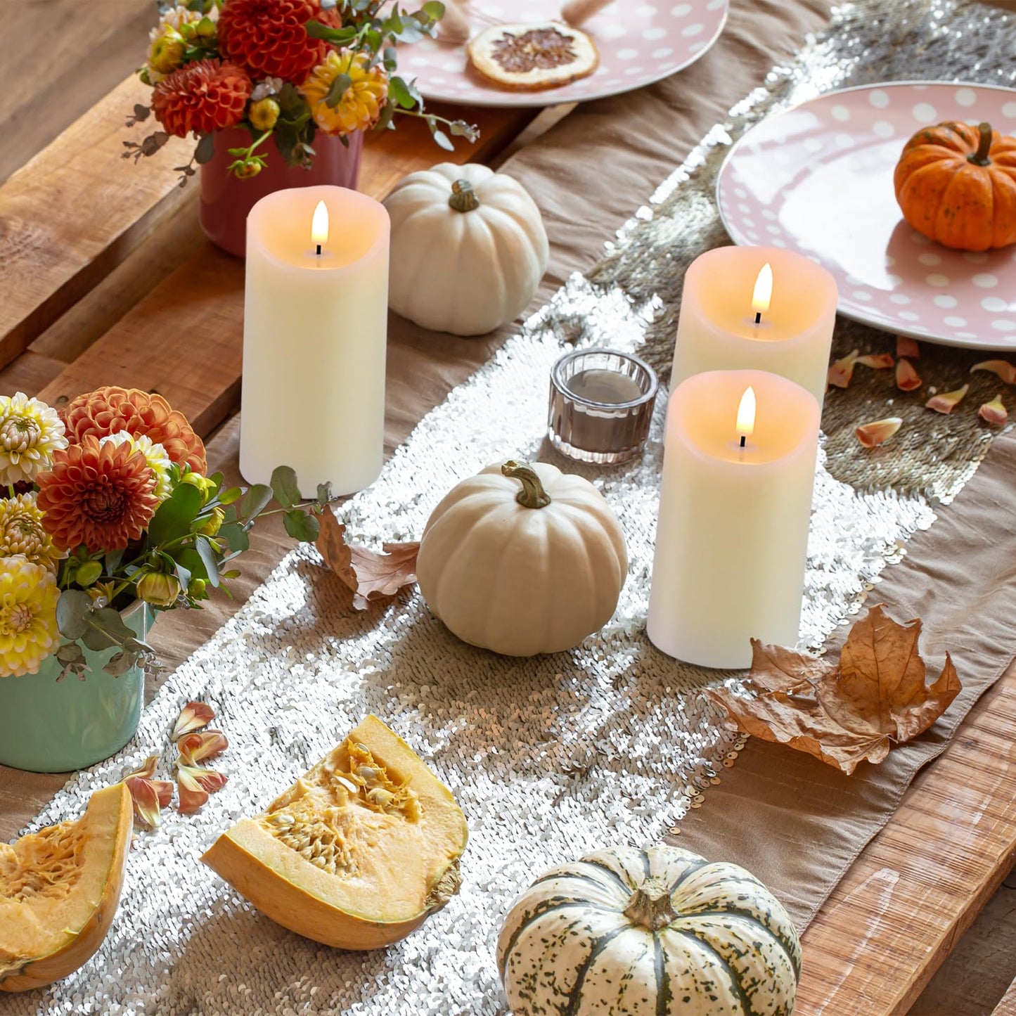 Warmhere Flickering Flameless LED Candles, Realistic Fake Candles Battery Operated with Remote and Timer, Ivory Real Wax Pillar Candle for Home Wedding Party Decorations, Set of 3, Φ 3" H 4" 5" 6"