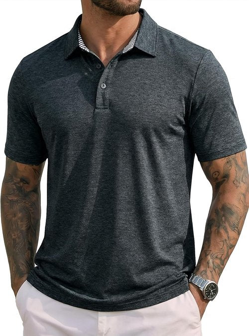 MAGCOMSEN Men's Polo Golf Shirt - Moisture-Wicking 3-Button Athletic Tee | Casual Short Sleeve