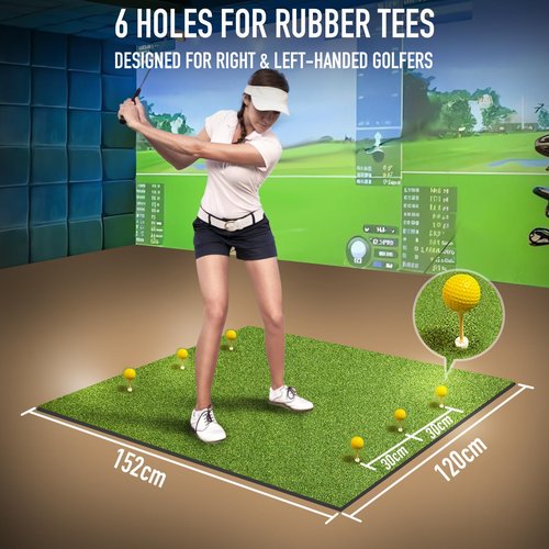 Golf Mat, 31MM 5x4ft Dense Elite Golf Hitting Mats Practice with 9 Balls, 9 Tees, PE Grass Heavy Duty Artificial Hitting Training Matt for Backyard Driving Chipping Indoor Outdoor Simulators