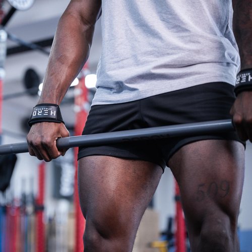 HERD ATHLETICS Lifting Wrist Straps – 23" Length x 1.5" Width – Padded Neoprene Cotton Straps for Weightlifting, Powerlifting, Functional Fitness, Strength Training & Deadlifts – Heavy Duty Grip Support (Black/White)