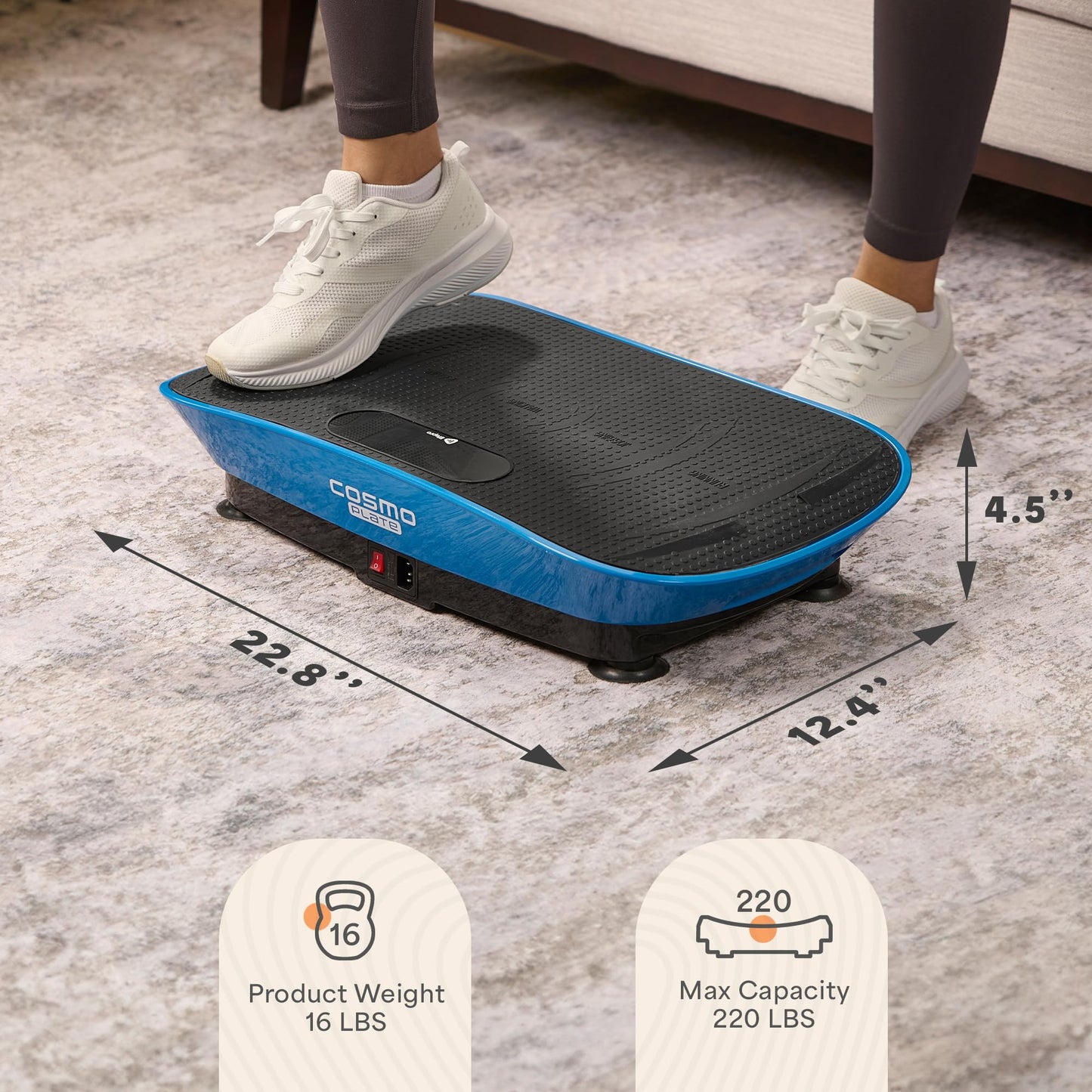 Lifepro CosmoPlate Vibration Plate Exercise Machine — Body-Sensing Auto Mode, Bluetooth Speaker Oscillating Vibrating Platform with Yoga Band — Whole Body Vibration Plate for Lymphatic Drainage