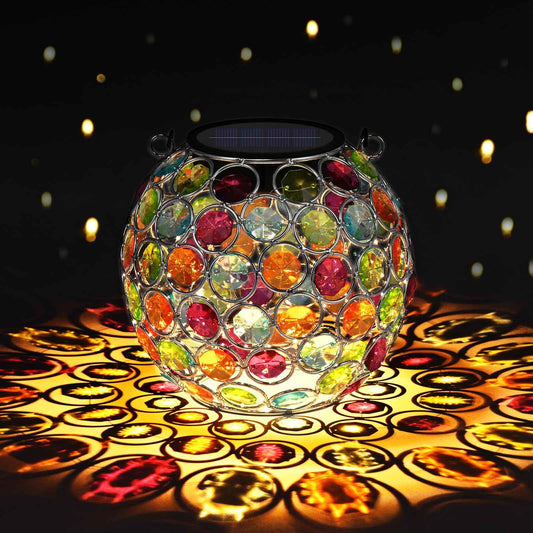 Uspring Crystal Mosaic Solar Lanterns Outdoor Waterproof Decorative Hanging Solar Lights for Outside, Gifts for Women Mom Grandma Garden Decor for Patio Backyard Porch Pathway Lawn Walkway, Red