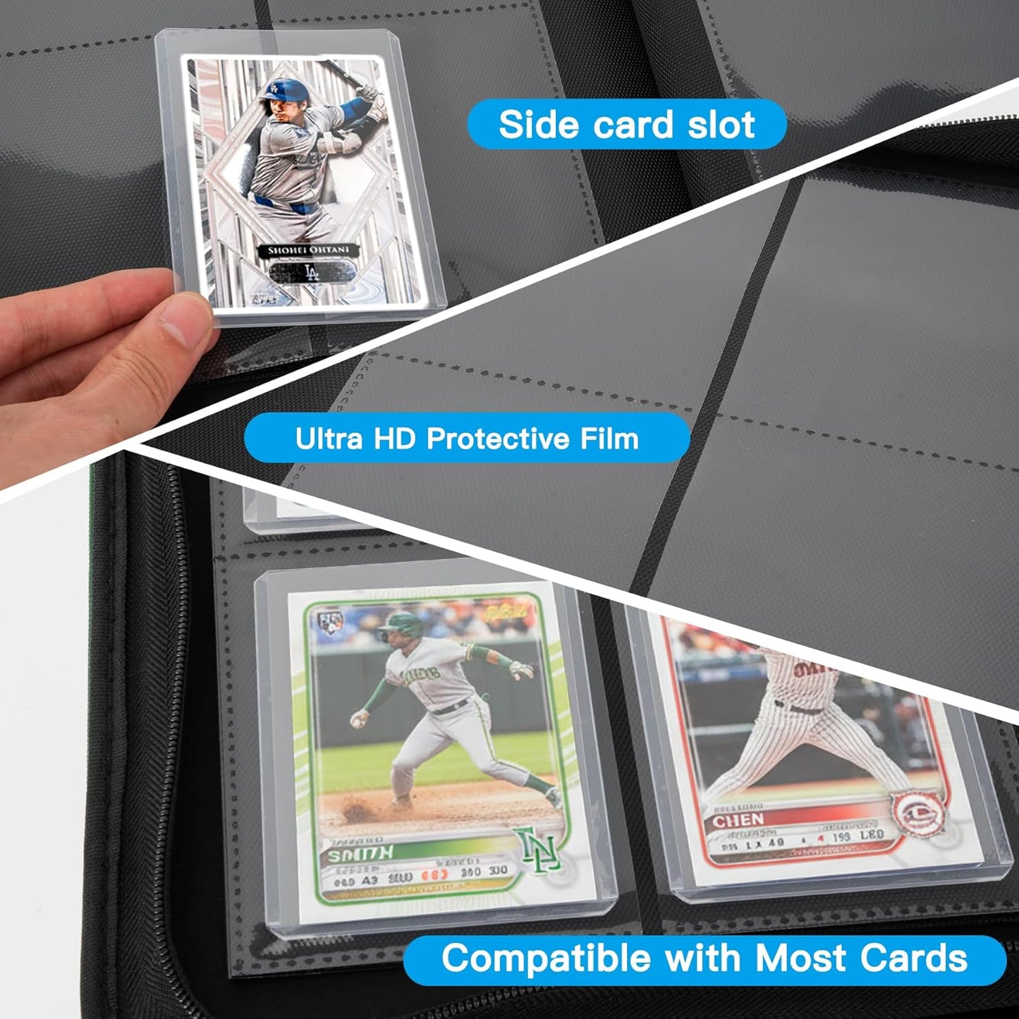 Toploader Binder - 9 Pocket Card Album with 324 Slots for 3" x 4" Trading & Sports Cards | Black