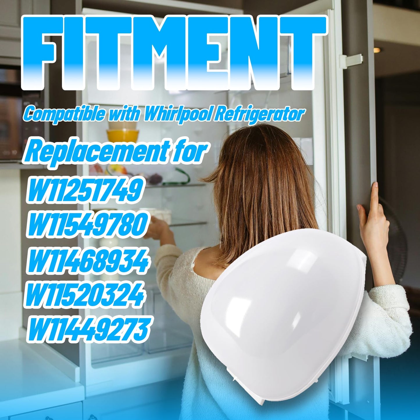 HECASA W11251749 Refrigerator LED Light Lamp Compatible with Whirlpool Refrigerator Replacement for W11549780 W11468934 W11520324 W11449273 Plastic - White Lens