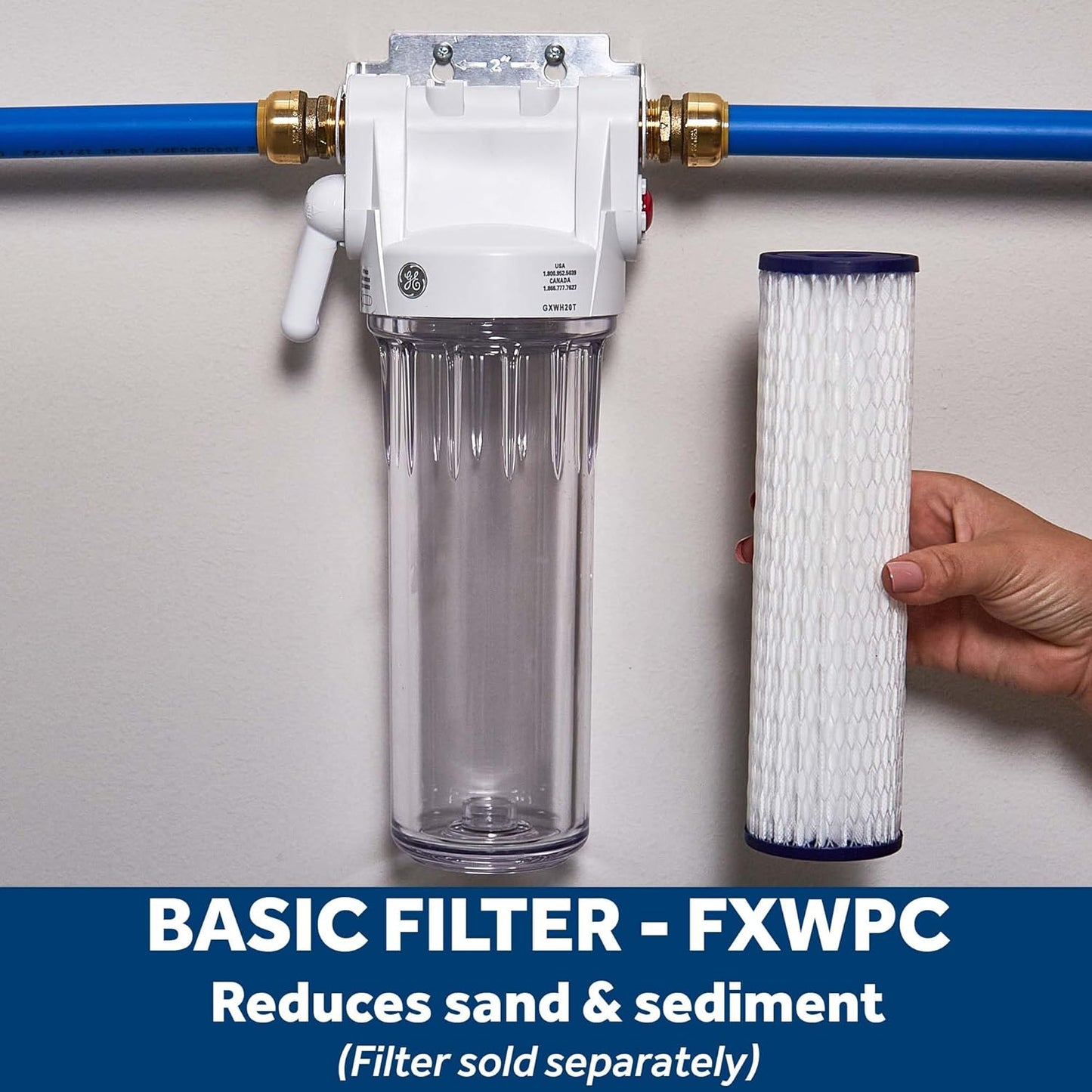 Whole House Water Filtration System - Reduces Sediment & Rust, Installation Kit Included, GXWH20T