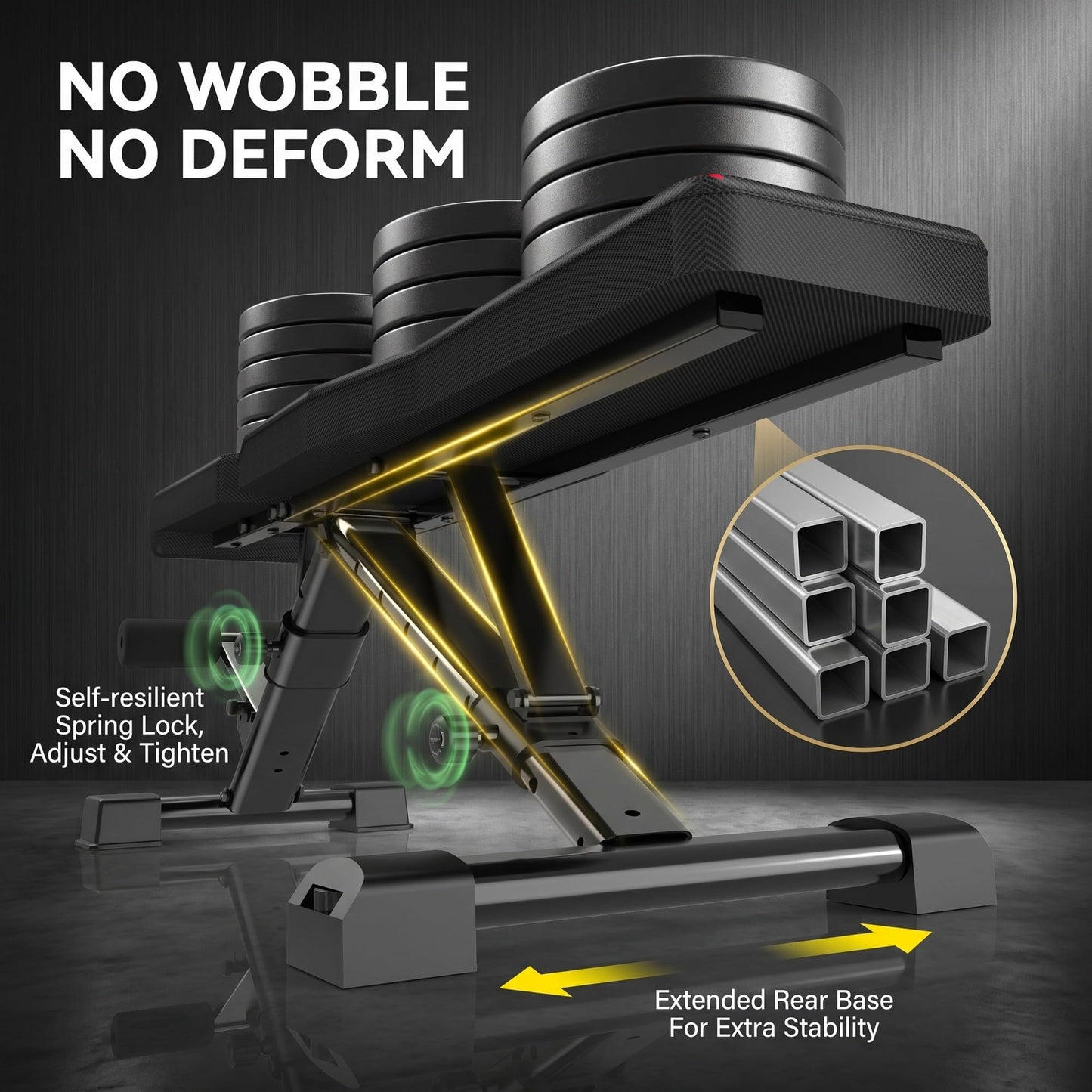 OPPSDECOR Adjustable Weight Bench, ASTM-Certified 900LBS Capacity, 8X4X2 Positions, 18.5" Seat Height, 99% Pre-Assembled Foldable Workout Bench for Home Gym Strength Training, Incline Decline Flat Bench Press (US STOCK)