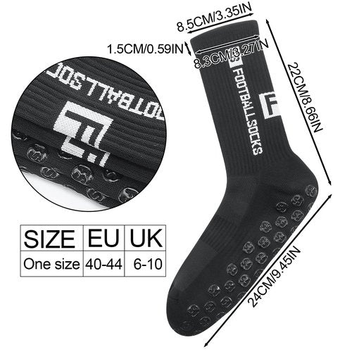 GGSTDDUP 6 Pairs Grip Soccer Socks for Men Anti Slip Athletic Socks Non-Slip Sports Football Basketball Socks with Grip Pads (Black)