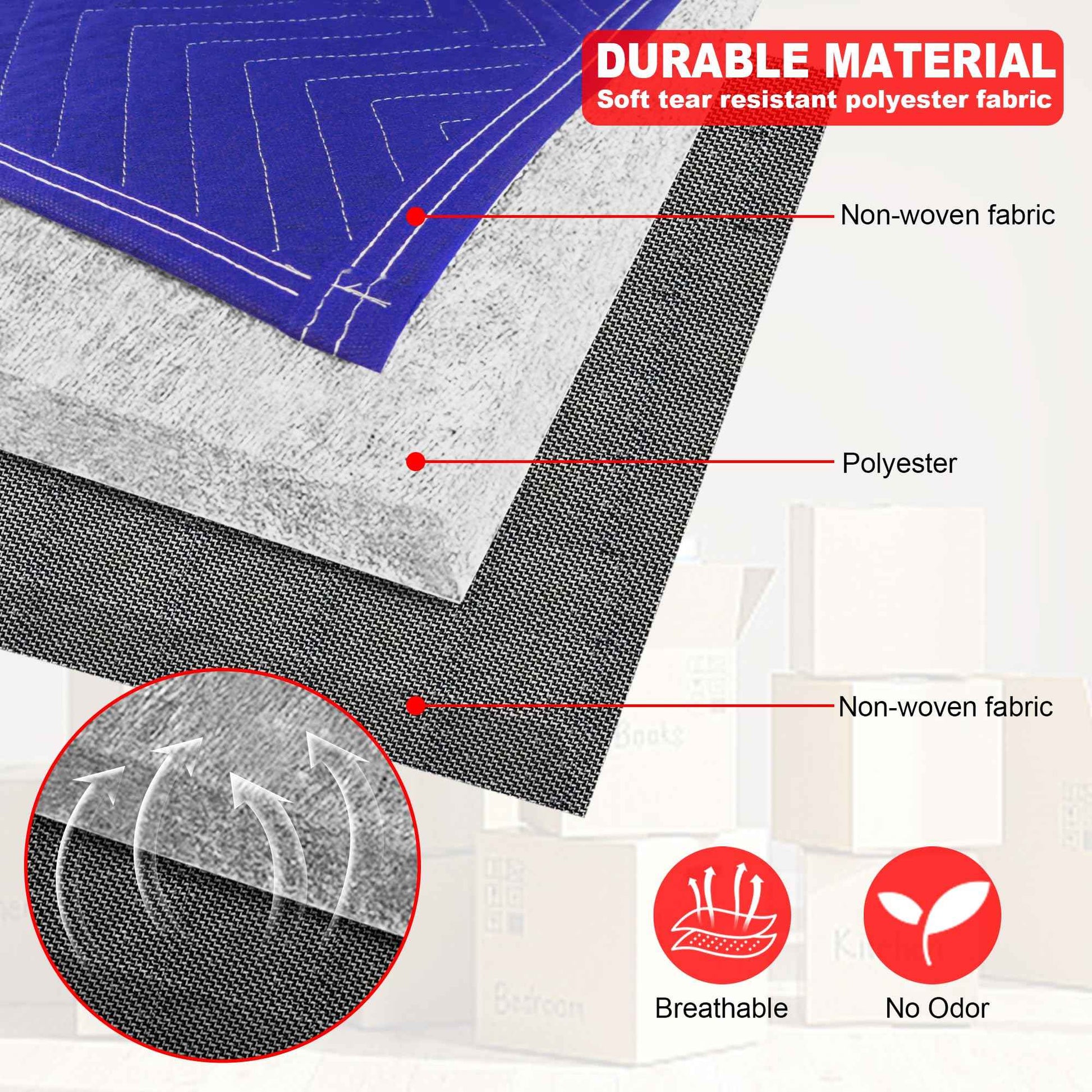 2 Pcs Moving Blankets, 40 x 72 inches Heavy Duty Packing Blankets for Protecting Furniture Professional Quilted Shipping Furniture Pads, Padded Mover Blankets (Blue)