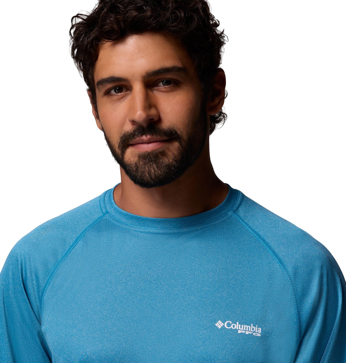 Columbia Men's PFG Terminal Tackle Long Sleeve Fishing Shirt, Blue Echo Heather/White Logo, 5X