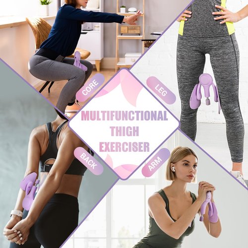 Thigh Trainer for Women, 15-70LB Adjustable Resistance Inner Thigh Exerciser for Pelvic Floor Muscle Repair, Thigh Trainer Kegel Exercise for Shaping, Yoga & Weight Loss at Home Gym - Purple