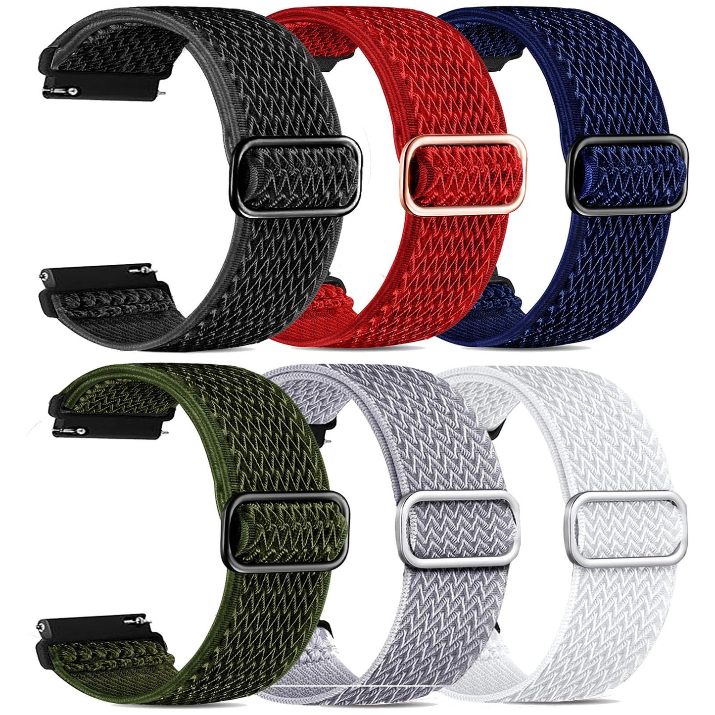 6-Pack Stretch Bands for IDW28 Smart Watch Bands,Soft Nylon Watch Strap Replacement for Fitpolo/for Yoever/for Tensky/for TOOBUR/for Aeac/for SAIKATI/for SOUYIE IDW28 Fabric Breathable Adjustable Wristband
