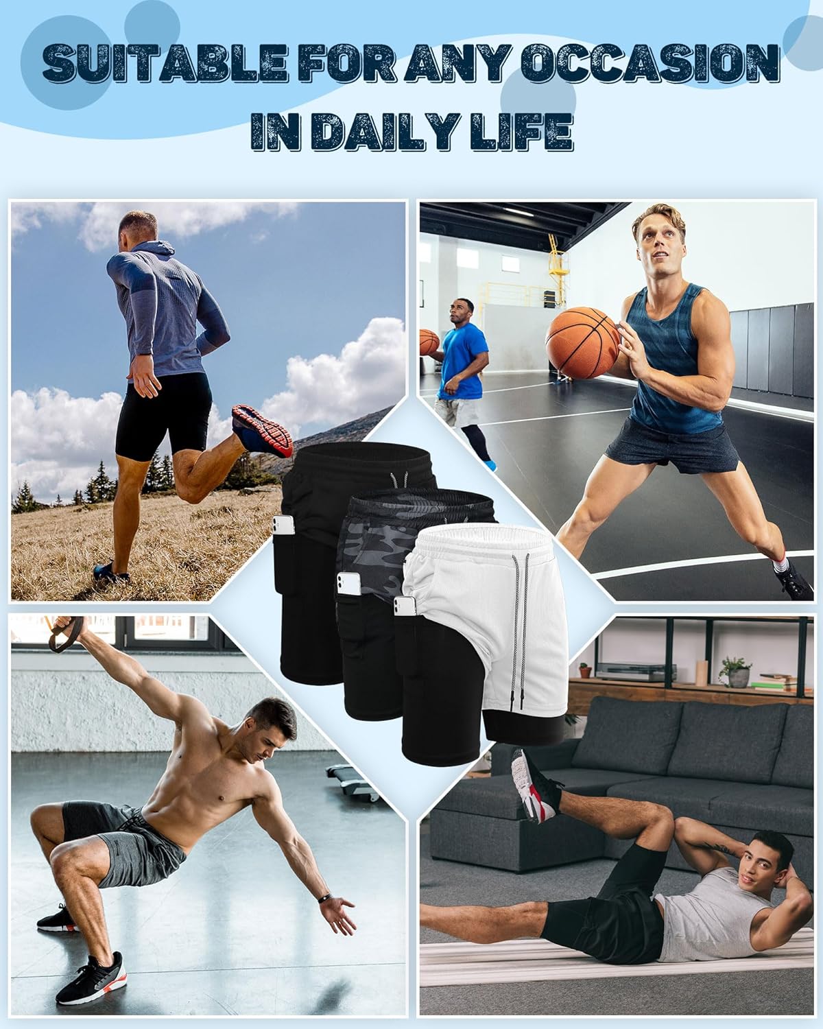 Sureio Men's 2-in-1 Gym Workout Running Shorts - 7 Inch Quick Dry Lightweight Athletic Shorts with Liner & Towel Loop