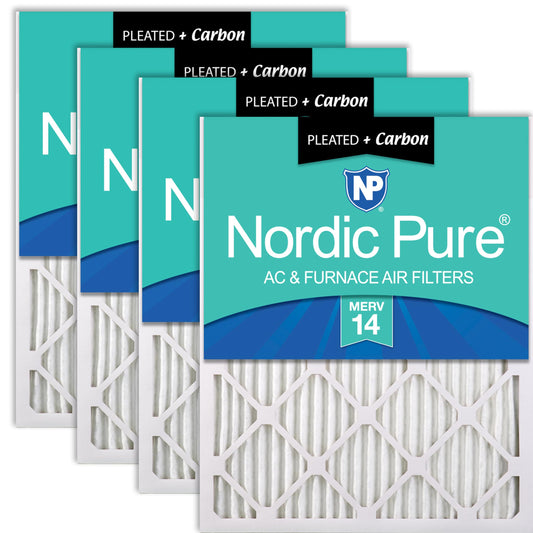 Nordic Pure 20x25x1 (Actual Size: 19 1/2 x 24 1/2 x 3/4) Pleated Air Filters MERV 14 Plus Carbon 4 Pack