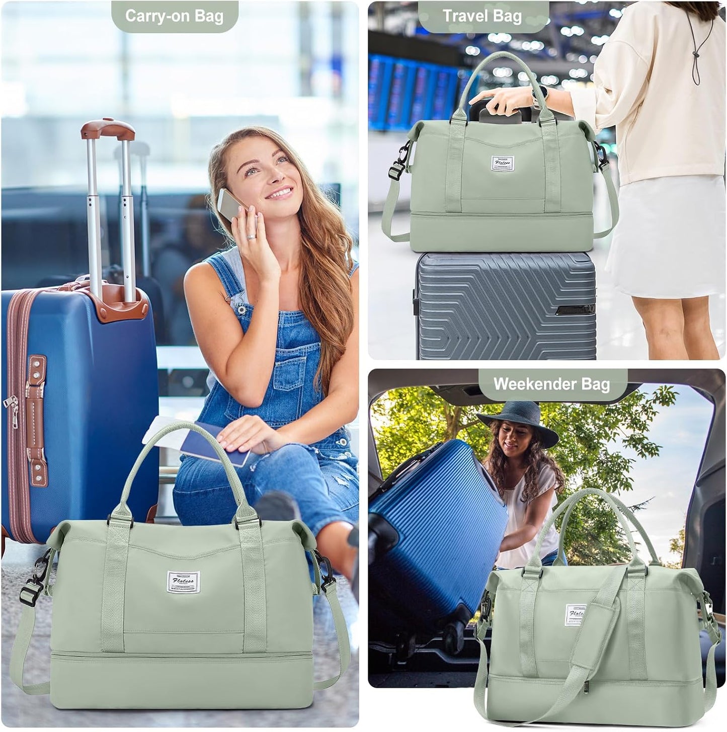 Skiennix Travel Duffel Bag - Shoes Compartment & Carry-On Design | Perfect for Overnight Getaways 18x14x8