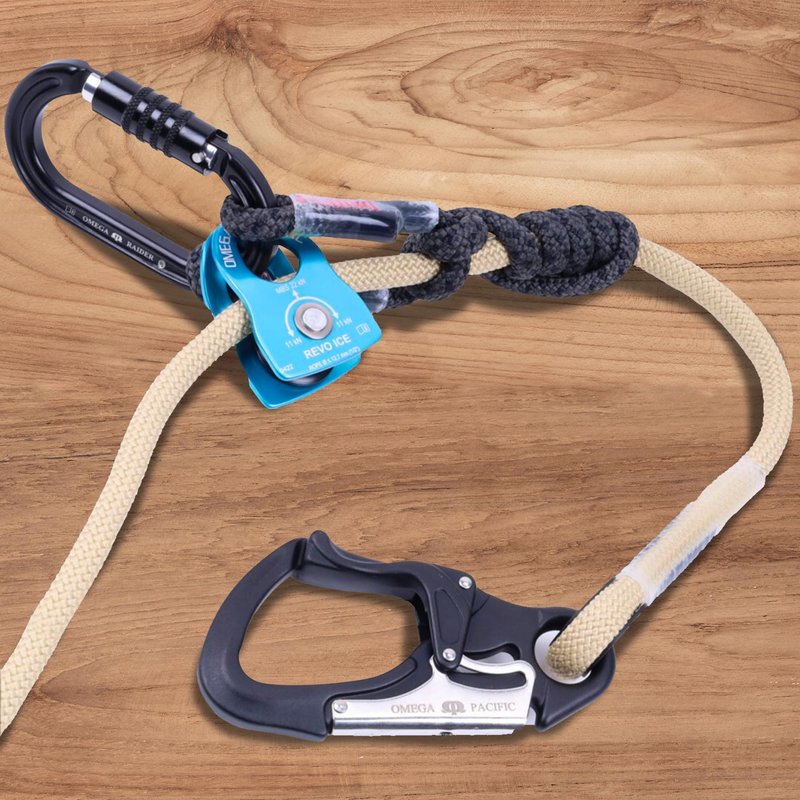 Omega Pacific Revo Ice Prusik Minding Micro Pulley | Lightweight Aircraft Aluminum & Stainless Steel | 1.8oz Design | Crevasse Rescue & Load Hauling Gear | Blue