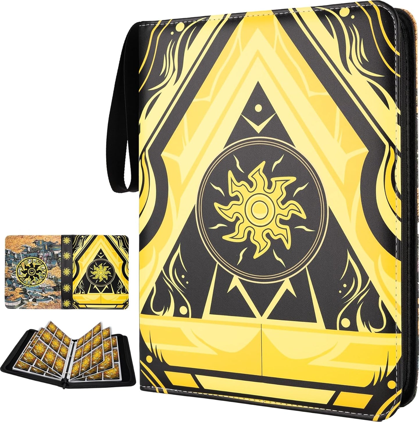 Skiennix 9-Pocket Card Binder - Premium Collector Book for MTG/YGO/PTCG | Holds 900 Cards (Yellow)