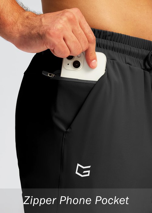 G Gradual Men's Joggers with Zipper Pockets Workout Track Pant Stretch Sweatpants for Men Athletic, Gym, Running(Black,L)
