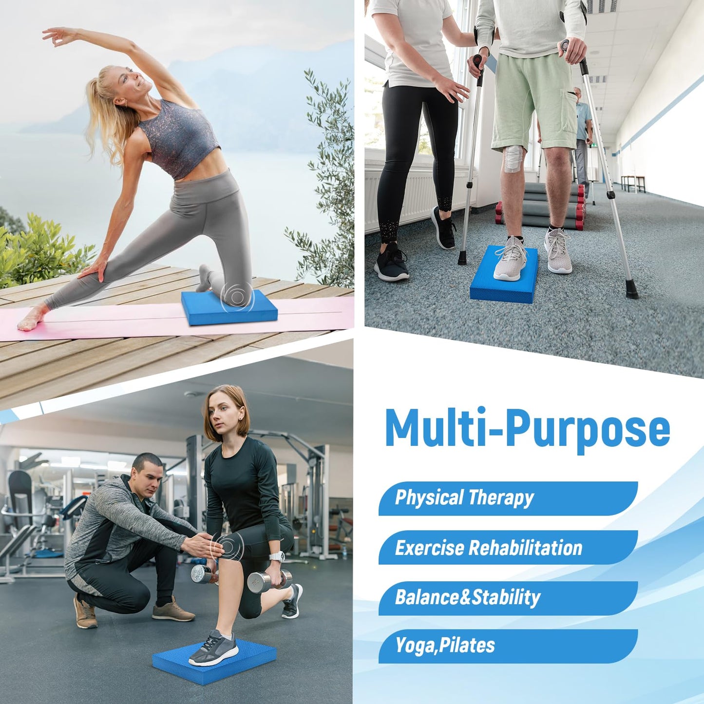 Balance Pad for Exercise16x13x2 Inch,Non-Slip Foam Mat for Fitness,Yoga, Foam Balance Board Physical Therapy, Knee Pad for floor (Blue)