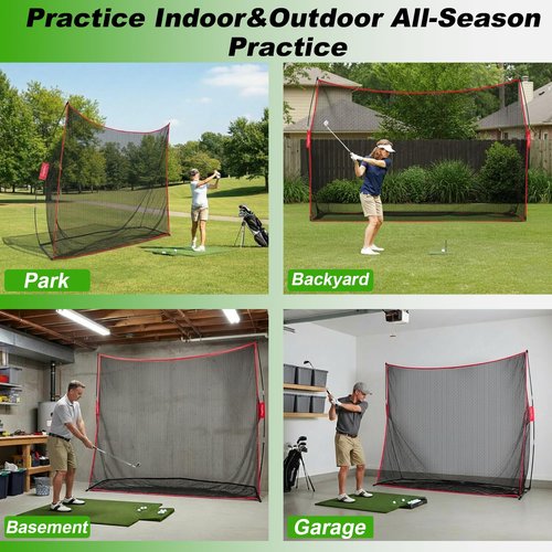 Gagalileo Golf Net Practice Hitting: 10x7ft Outdoor/Indoor Training with Turf Mat/Real Balls/Tees & Hat Perfect for Backyard Garage Beginners