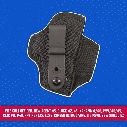 DeSantis Tuck-This II IWB Holster - Fits Colt Officer, New Agent 45, GLOCK 42, 43, Kahr 9MM/40, PM9/40/45, KLTC P11, P40, PF9, RGR LC9, EC9S, Kimber Ultra Carry, SIG P290, S&W Shield EZ - Ambidextrous