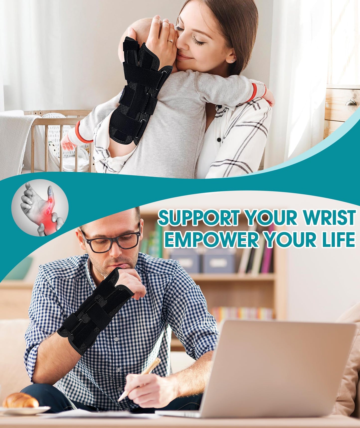 Oyakin Wrist Brace with Thumb Support for Carpal Tunnel, Thumb Brace for De Quervain's Tenosynovitis, Tendonitis, Thumb Spica Splint Right Hand, Wrist Support Men and Women