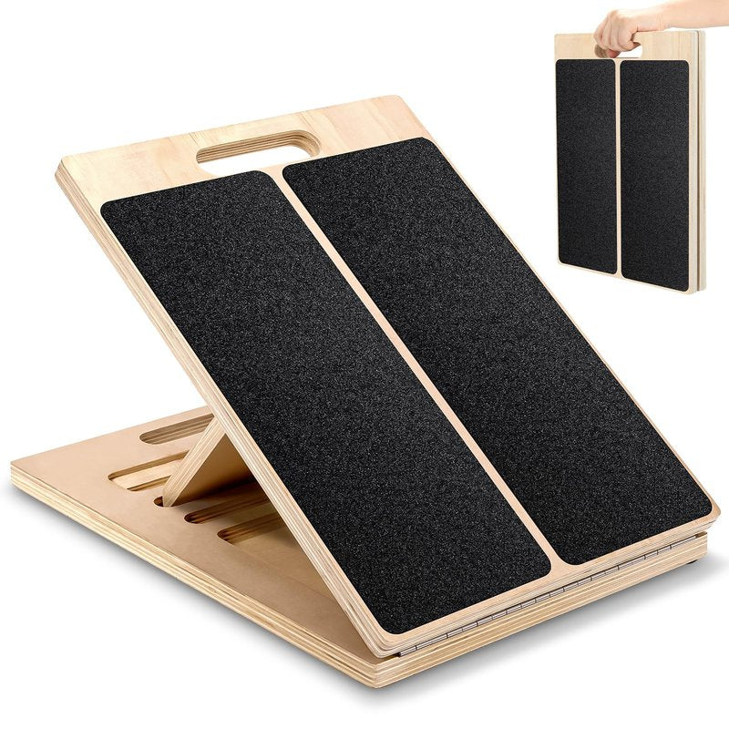 RSHEXJI Slant Board for Physical Therapy, 5 Angle Adjustable Calf Stretcher, Anti-Slip 300LBS Wobble Board for Standing Desk & Core Strength