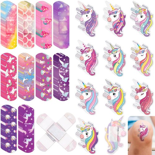 Panelee 150 Pcs 20 Styles Kids Unicorn Bandages Bulk Cartoon Bandages for Girls Waterproof Breathable Variety Patterns Comfortable Flexible Protection Care for Girls Boys
