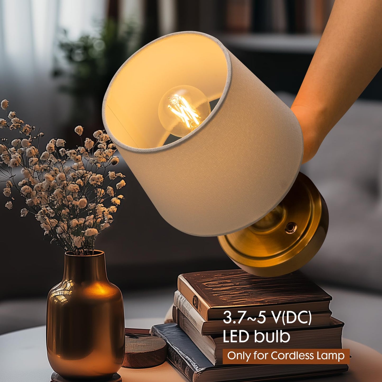 ONEWISH 3.7V-5V LED Bulb, e12 g16 1/2, Dimmable LED Candelabra Bulb, 2700K 250lm, Suitable O'bright Cordless Lamps