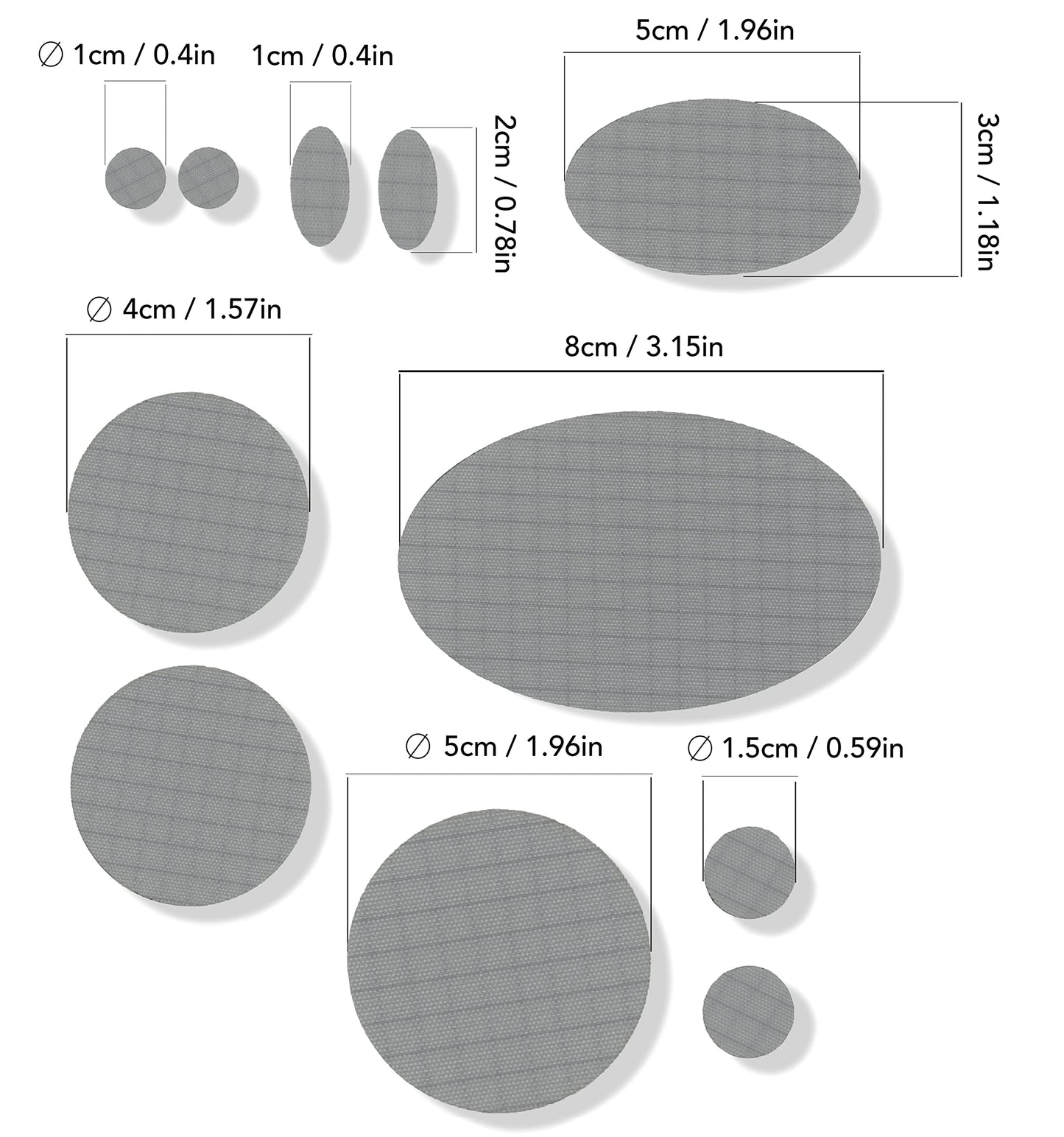 Stick-On Repair Patches for Down Jackets, Tents, 11 Pcs, Silver
