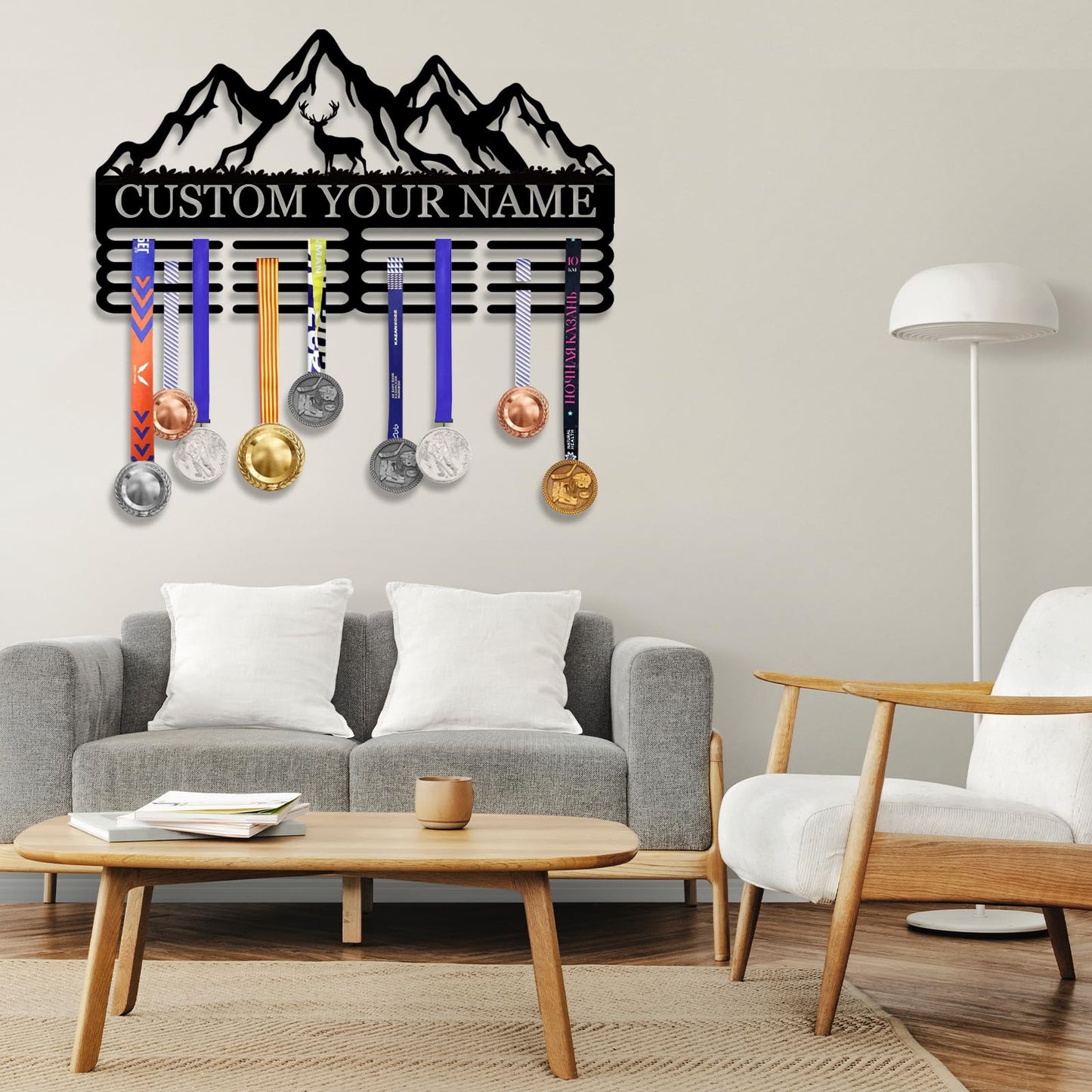 Personalized Medal Hanger Display - Custom Name Medal Holder Rack Wall Mount Decor, Trophy Shelf Tiered Award Rack Award Ribbon Hanger, Women Sports Medal Holder Rack for Dancing, Cheer, Ballet