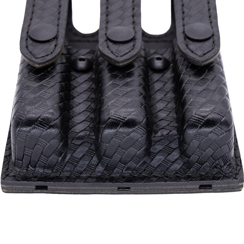 Safariland Slimline Triple Magazine Pouch, fits Glock 17, 22, 34, 35 STX Basketweave w/Black Snaps