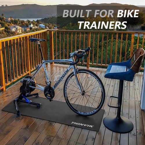 Thinvik Bike Mat for Peloton Spinning Bike & Wahoo Kickr 30×72in Bicycle Trainer Mat for Cycleops Rowe Indoor Cycling Exercise Stationary Bike mat with Stone Texture (Updated 6mm)