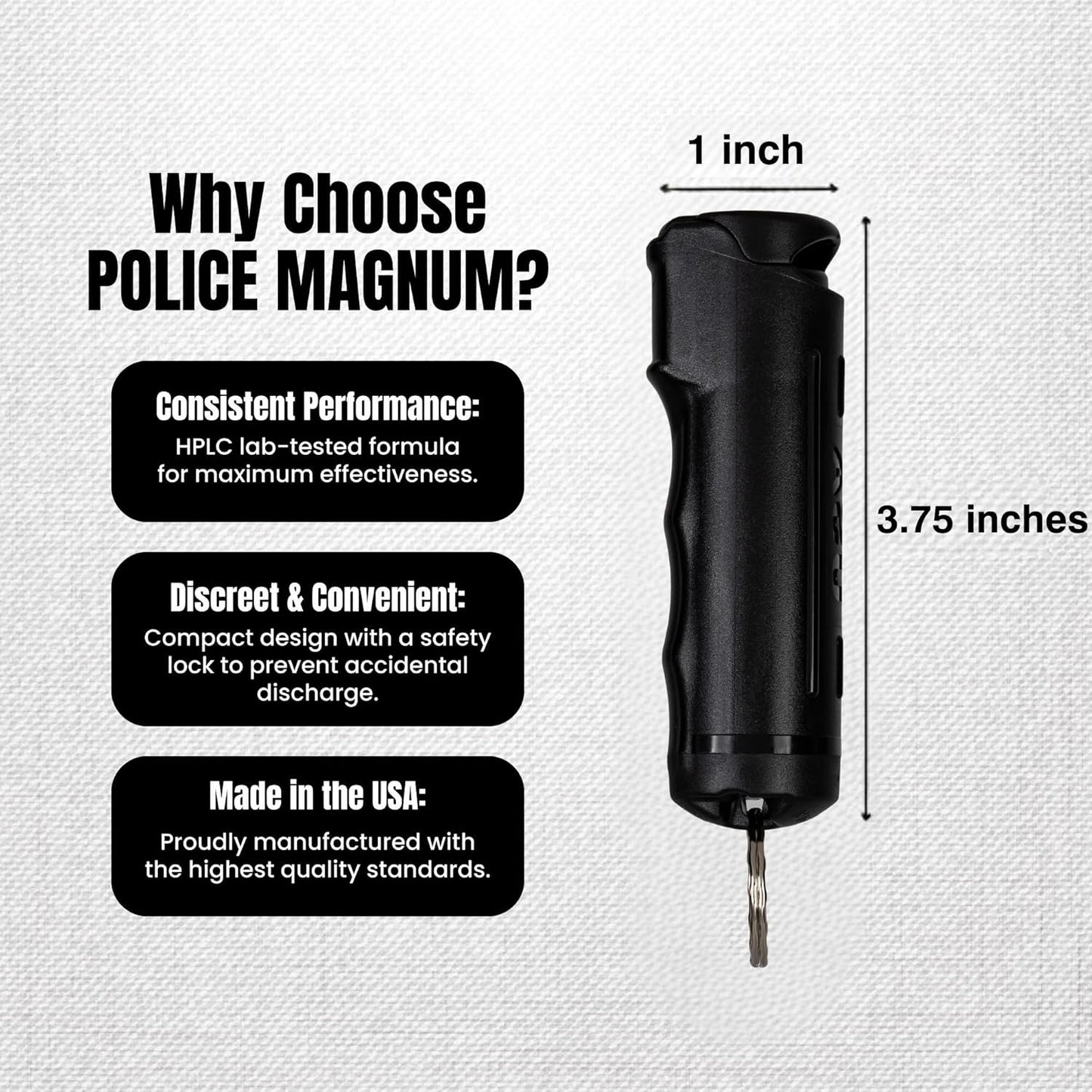 Police Magnum Keychain Pepper Spray | Maximum Heat Strength OC - Compact 2 Pack for Self Defense - Made in The USA