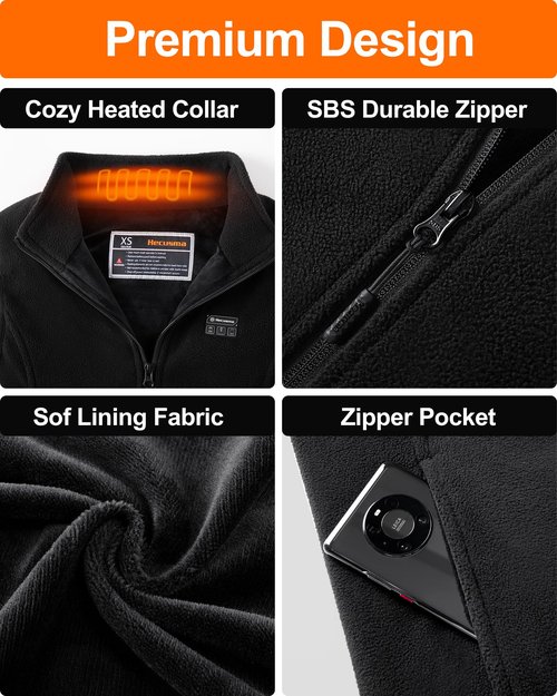Hecusma Fleece Heated Vest for Women with Battery Pack 16000mAh 7.4V Included, Heated Fleece Vest Women, Warming Heating Vests-M