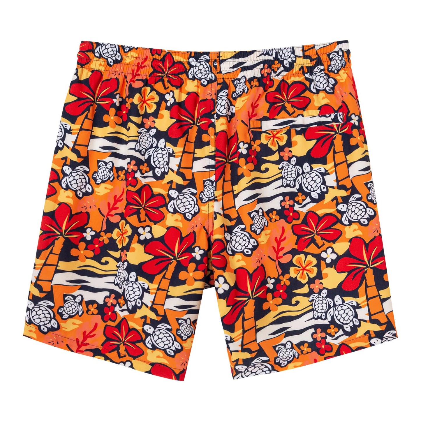 SURF CUZ Mens Swim Trunks with Compression Liner Quick Dry Swim Shorts 7" Swimming Trunks Stretch Bathing Suit 7 Inch,Hawaiian Turtle,XS