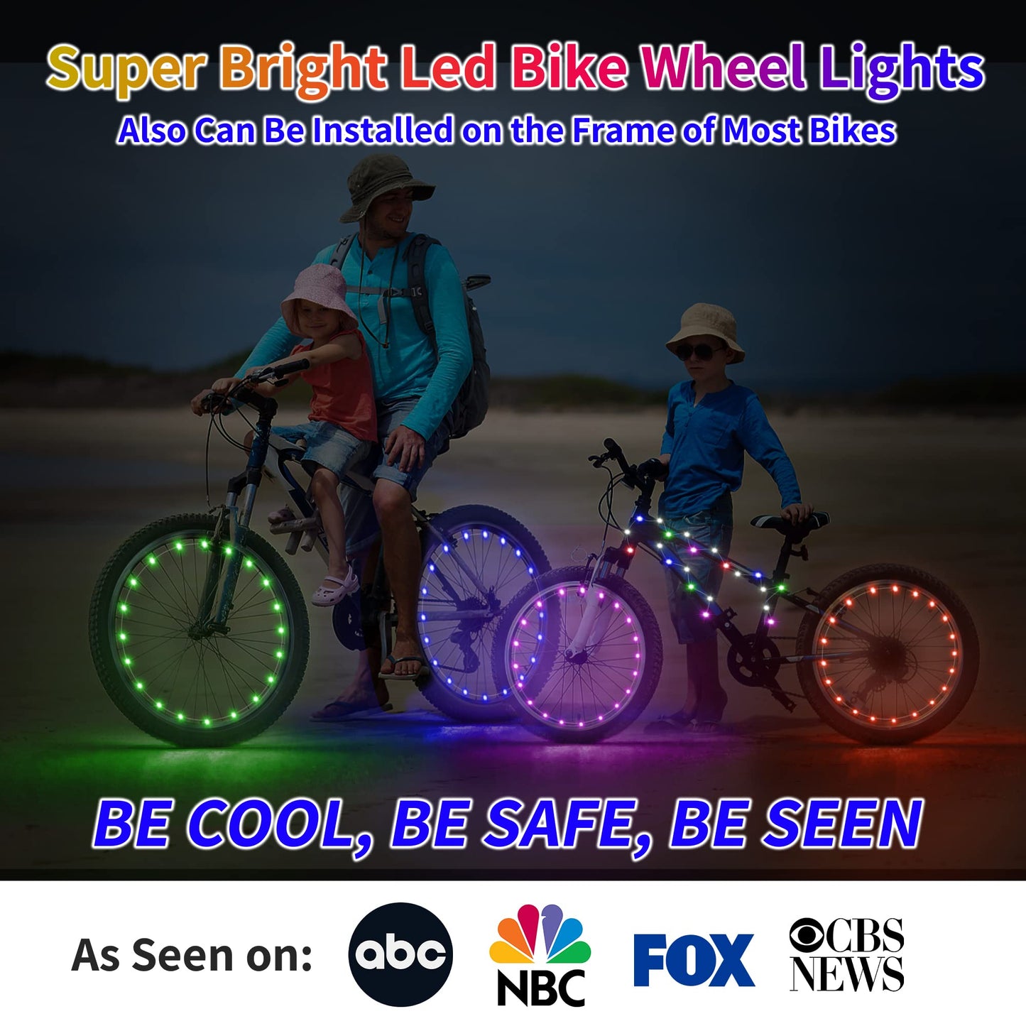 DAWAY A01 LED Bike Wheel Light (1 Tire, Blue) - Fun Bicycle Spoke or Frame Light Strip, Bright Bike Tire Lights for Kids, Boys, Girls, Men, Women, Teens, Cool Bike or Wheelchair Decoration Accessory