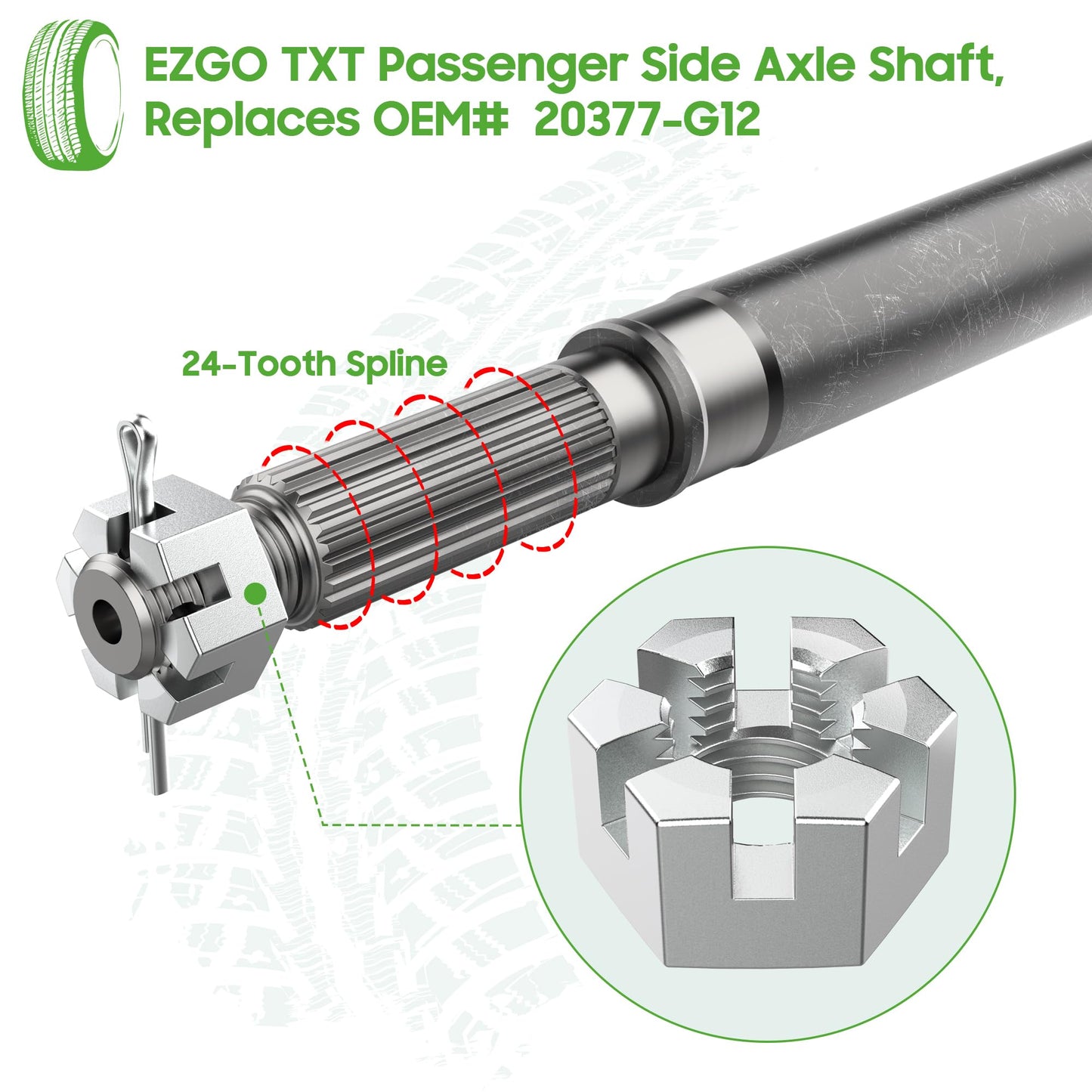 10L0L Passenger Side Golf Cart Rear Wheel Axle Shaft Fits EZGO TXT Electric 1994-Up,Replaces OEM #20377G12