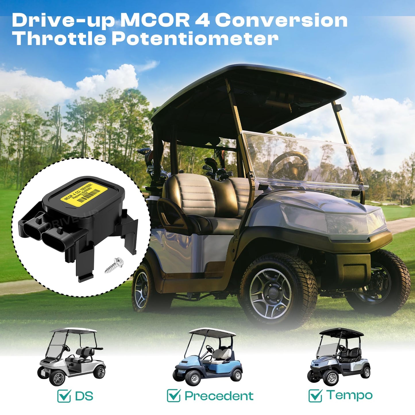 DRIVE UP Club Car MCOR 4, Golf Cart MCOR 4 Conversion Throttle Potentiometer Fits for Club Car Precedent, DS, Carryall, Tempo Golf Carts, OEM# AM293101, 105116301