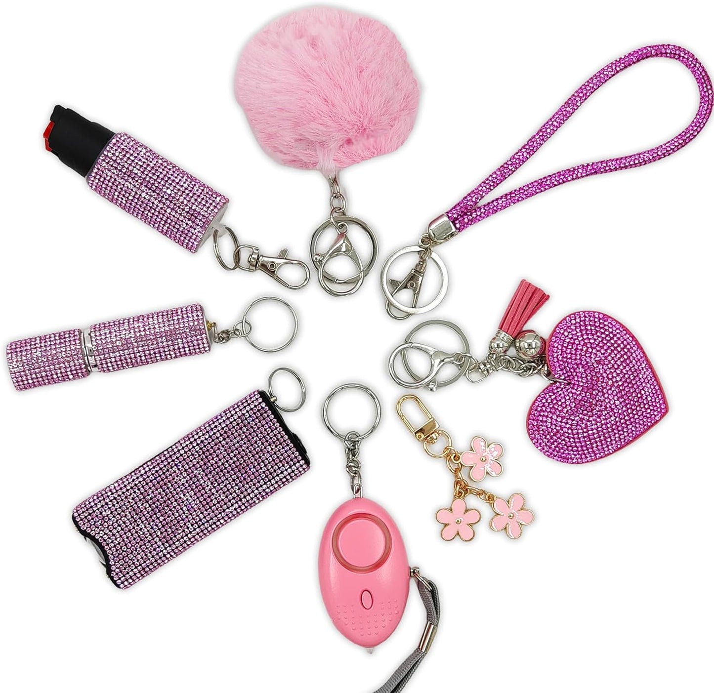 Skiennix Gift Keychain Set - Stylish Heart Accessory with Wrist Strap & Pom Pom | Perfect for Women