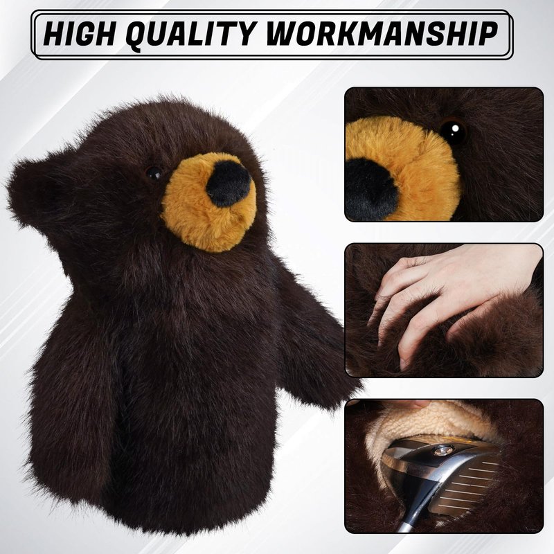 RVRAYS Animal Zoo Golf Driver Headcover Premium Plush Novelty Driver Headcovers Funny Golf Club Covers Protection Men's Golf Gear Driver Headcover for Men and Women Brown Bear
