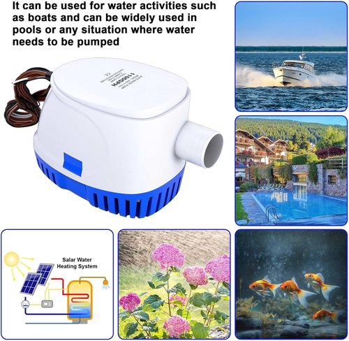 1100 GPH Automatic Bilge Pump by [Brand Name] - 12V Submersible Water Pump with Float Switch | Compact Design