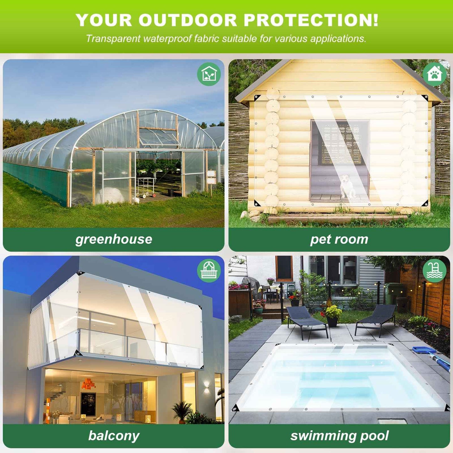 Clear Tarp,6x20ft Clear Tarps with Grommets,14 MiL Heavy Duty Waterproof with Reinforced Edge for Patio and Pavilion,Porch and Outdoor Garden Household Tarpaulin