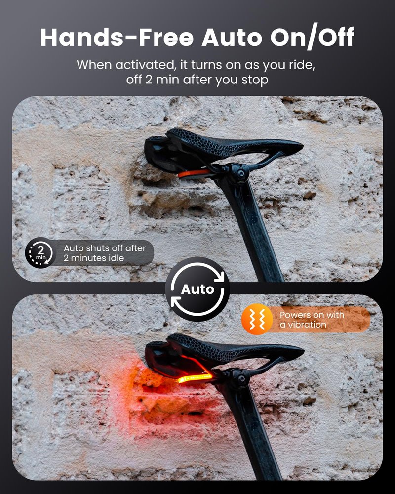 RAVEMEN CL01 Bike Tail Light, 300° Wide-Angle Rear Bicycle Light for Night Riding, Saddle Mount Bike Taillight Safety Accessories with Auto On/Off, Brake Sensing, 5 Modes, 2 Mounting Ways