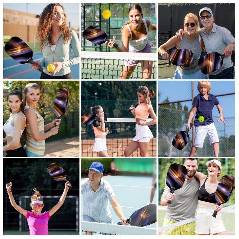 Kasaca Sport Cosmic Ray Edgeless Graphite T700 Multilayer Carbon Fiber Pickleball Paddles, Longer Handle Comfort Grip, Large Sweet Spots, USAPA Approved, for Intermediate & Advanced Players