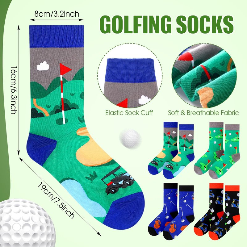 HunnmingRe 8 Pack Golf Gifts for Men 4 Pairs Golf Socks 4 Pcs Funny Golf Towel for Golf Bags Golf Socks Golf Accessories for Men Father's Day Gifts