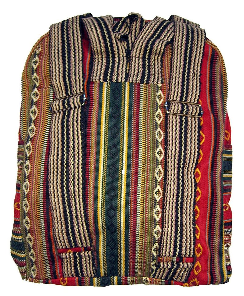 Original Collections Unisex Tribal Red Woven Cotton Ethnic Hippie Backpack or Daypack