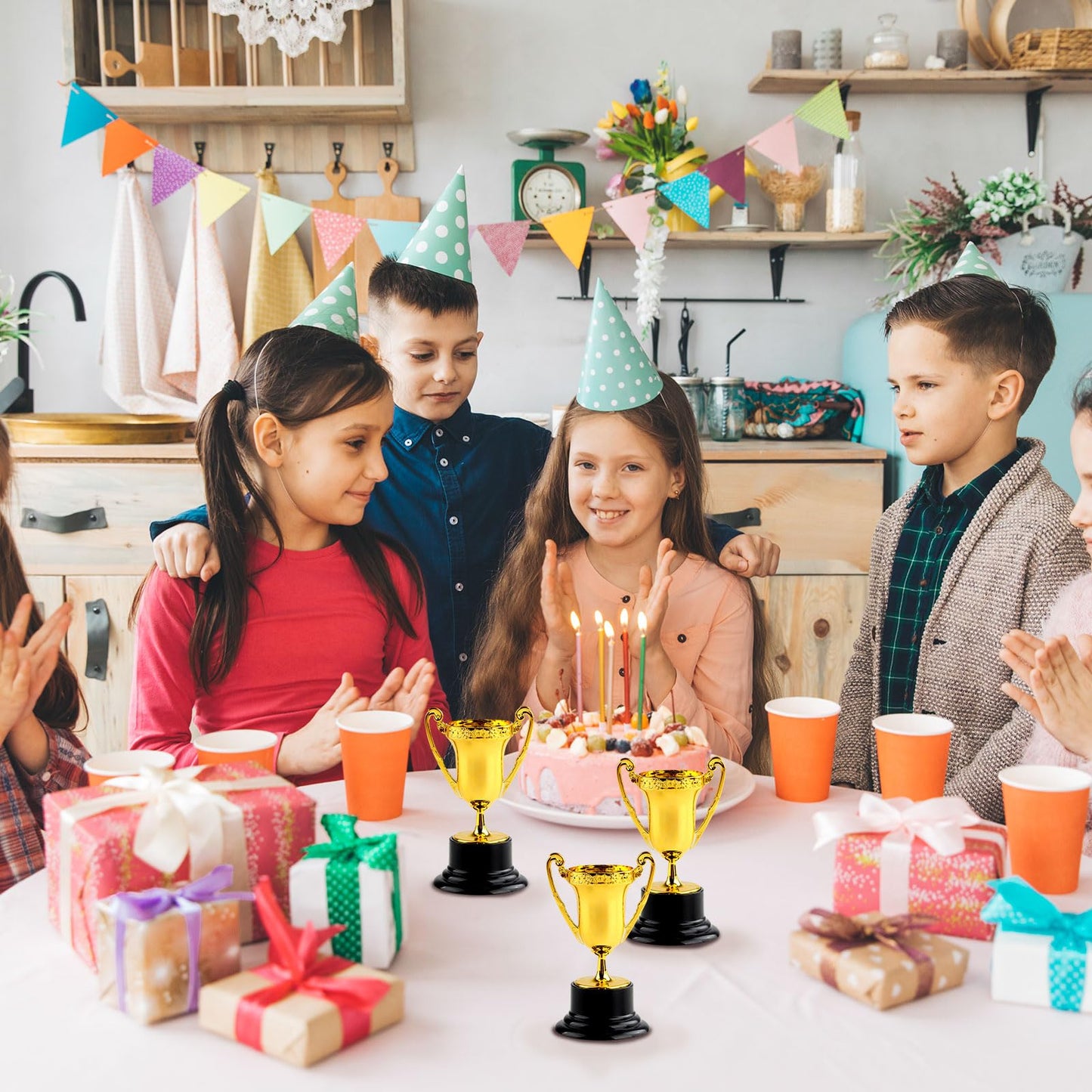 Hyuetrsa 48 PCS Mini Gold Trophy Cups, 3.4×2 Inch Plastic Gold Award Trophy Cups, Gold Participation Trophy Cup Perfect for Party Favors, Sports Competitions, Rewards, Winning Prizes